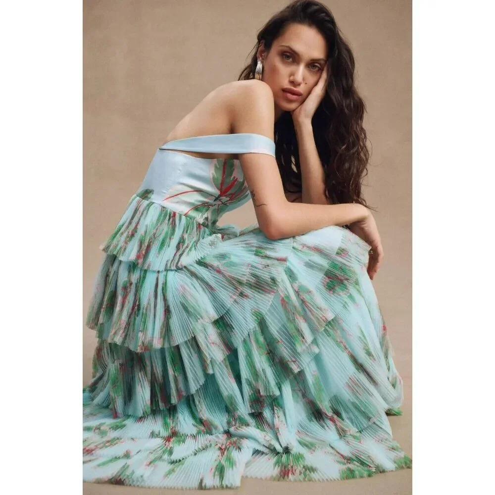 Anthropologie Hutch Mariah Tiered Tulle Sweetheart Column Gown 2 NWT $260 - Picture 2 of 12